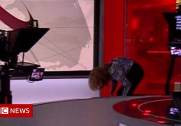 BBC presenter’s on-air shoe struggle…